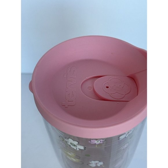 24 oz Tervis Hallmark Pink Lid Butterflies Floral Stripes Travel Tumbler Cup - Picture 6 of 6